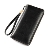 RFID Blocking Women's Wallet Long Zipper Lady Purse Leather Clutch