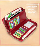 RFID Blocking Women's Wallet Long Zipper Lady Purse Leather Clutch