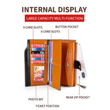 Anti-Theft RFID Leather Long Women Wallet Oilwax Clutch Purse