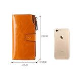 Anti-Theft RFID Leather Long Women Wallet Oilwax Clutch Purse