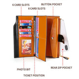 Leather Lady's Wallet RFID Anti Theft Brush Long Oil Wax Mobile Phone Clutch Bag