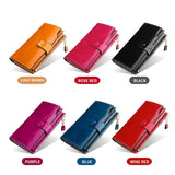 Leather Lady's Wallet RFID Anti Theft Brush Long Oil Wax Mobile Phone Clutch Bag