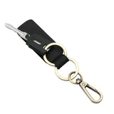 Vintage Leather Key Holder for Men Cowhide Tag Plated Bronze Hook