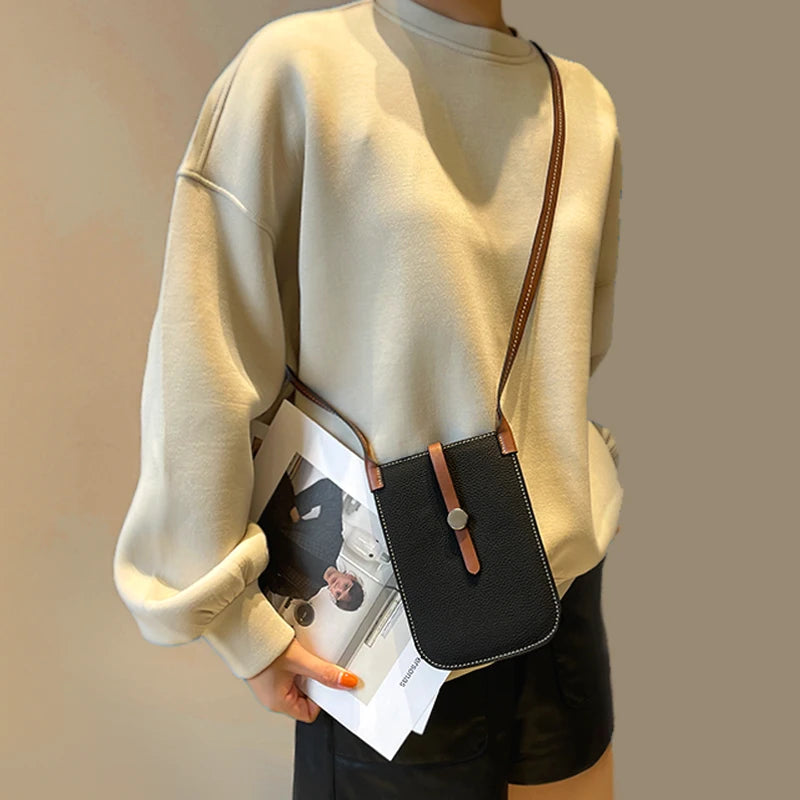 Cowhide Mobile Phone Bag Female Messenger Bag Leather Lightweight