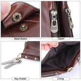 GEOJITOO Short Leather Men's Wallet First Layer Cowhide Multi-functional Buckle