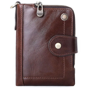 GEOJITOO Short Leather Men's Wallet First Layer Cowhide Multi-functional Buckle