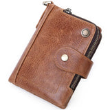GEOJITOO Short Leather Men's Wallet First Layer Cowhide Multi-functional Buckle