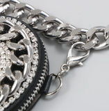 Vintage Women Waist Bag Chain Diamond Fanny Pack Round Chest Bags