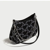 GIGIFOX Gothic Hot Goth Heart Chains Crossbody Shoulder Bags Purse Women
