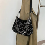 GIGIFOX Gothic Hot Goth Heart Chains Crossbody Shoulder Bags Purse Women