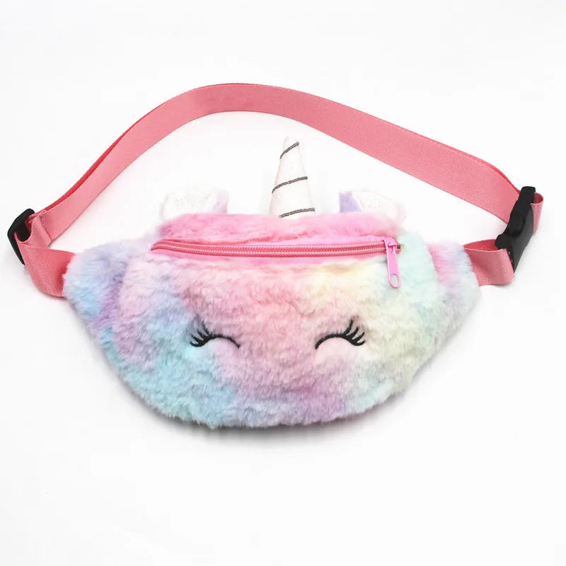 Kids Plush Waist Bag Girls Boys Travel Bum Bag Pocket Purse