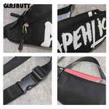 Women Waist Bag Letter Fanny Packs Hip-Hop Belt Bag Harajuku Shoulder Female