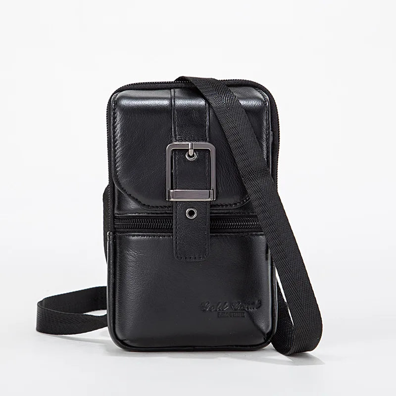 CORAL Leather Men Casual Bags Crossbody Waist Pack Messenger Shoulder Bag L-335