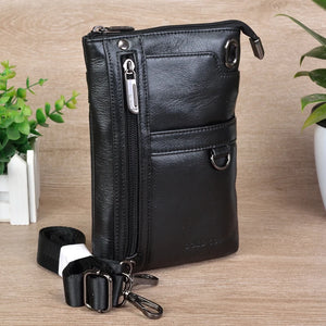 CORAL Leather Men Phone Bag Travel Shoulder Bags Mobile/Cell Phone Pouch