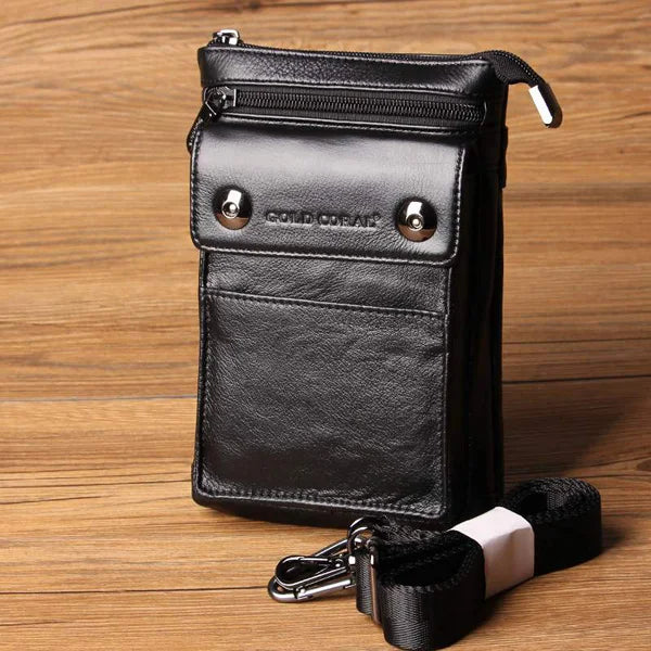 CORAL Leather Men Phone Bag Travel Shoulder Bags Mobile/Cell Phone Pouch