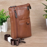 CORAL Leather Men Phone Pouch Messenger Bag Small Shoulder Crossbody