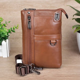 CORAL Leather Men Phone Pouch Messenger Bag Small Shoulder Crossbody