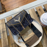 Antlers Sequins Chains Small Square Bag Girl Shoulder Crossbody