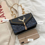 Antlers Sequins Chains Small Square Bag Girl Shoulder Crossbody