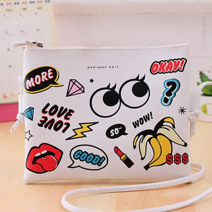 Cartoon Printed PU Leather Handbag for Women