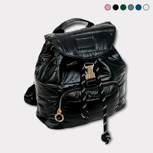 GORETT Padded Backpack with Front Compartment Metallised Finish Women's Bags