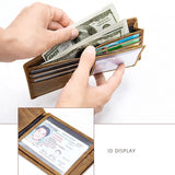 Cow Leather Men Wallet Purse Large Capacity Cardholder Crazy Horse Wallet