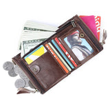 Anti-theft RFID Leather Men's Wallet with Double Zipper