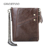 Anti-theft RFID Leather Men's Wallet with Double Zipper