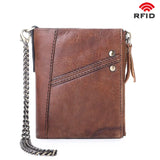 Anti-theft RFID Leather Men's Wallet with Double Zipper