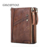Anti-theft RFID Leather Men's Wallet with Double Zipper