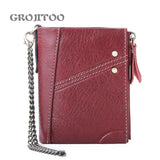 Anti-theft RFID Leather Men's Wallet with Double Zipper