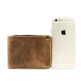 Casual Leather Wallet Men Short Purse Crazy Horse Cowhide Zipper Wallet