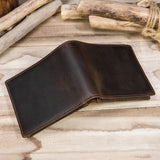 Crazy Horse Leather Man Wallet Short Purse Zipper Change Bag 2 Fold