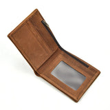 Crazy Horse Leather Man Wallet Short Purse Zipper Change Bag 2 Fold
