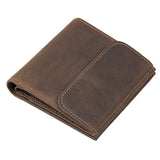 Crazy Horse Leather Men's Button Wallet RFID Shielded