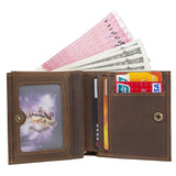 Crazy Horse Leather Men's Button Wallet RFID Shielded