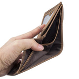 Crazy Horse Leather Men's Button Wallet RFID Shielded