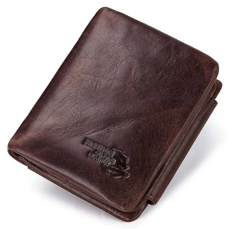 Crazy Horse Leather Men's Wallet Three Fold Hand Bag