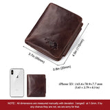 Crazy Horse Leather Men's Wallet Three Fold Hand Bag