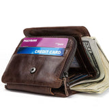 Crazy Horse Leather Men's Wallet Three Fold Hand Bag