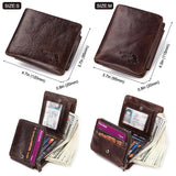 Crazy Horse Leather Men's Wallet Three Fold Hand Bag