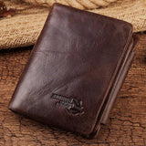 Crazy Horse Leather Men's Wallet Three Fold Hand Bag