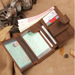 Cowhide Men's Wallet Crazy Horse Leather Multi-card Walet Pocket