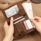 Cowhide Men's Wallet Crazy Horse Leather Multi-card Walet Pocket