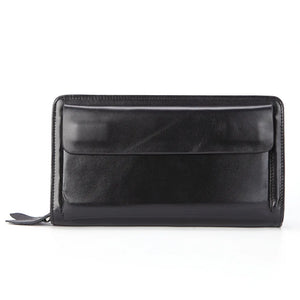 Oil Wax Leather Men's Wallet Double Zipper Multi-functional Cards Coin Purse