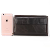 Oil Wax Leather Men's Wallet Double Zipper Multi-functional Cards Coin Purse