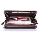 Oil Wax Leather Men's Wallet Double Zipper Multi-functional Cards Coin Purse