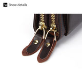 Oil Wax Leather Men's Wallet Double Zipper Multi-functional Cards Coin Purse