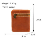 Short Leather Zip Wallet Men Women Cowhide Mini Wallet