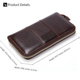 Men's Oil Wax Leather Long Wallet Clutch Bag Zipper Top Layer